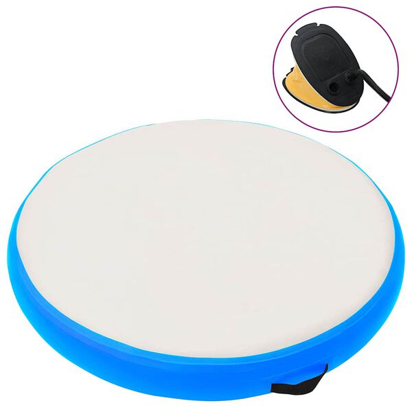 vidaXL Gimnastikos kilimėlis su pompa, mėlynas, 100x100x15cm, PVC