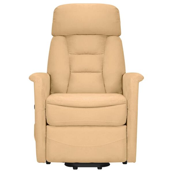vidaXL Atsistojantis masažinis krėslas, kreminis, mikropluošto audinys