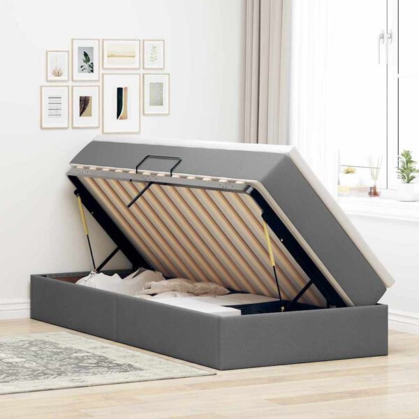 vidaXL Lova su daiktų laikymo vieta ir čiužiniu Tamsiai pilka
