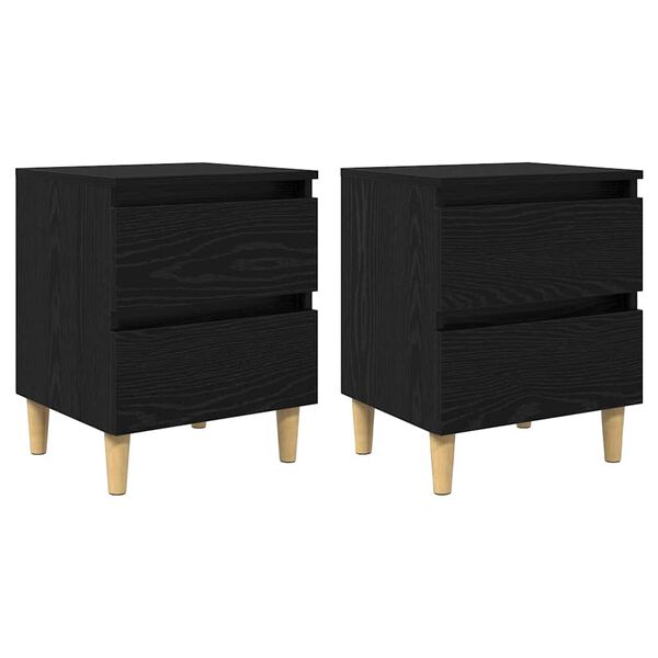 vidaXL Lova spintelės su stalčių 2 pcs Juodas ąžuolas 40 x 35 x 50 cm