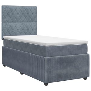 vidaXL Spyruoklinė lova su čiužiniu Tamsiai pilka 80 x 200 cm Aksomas