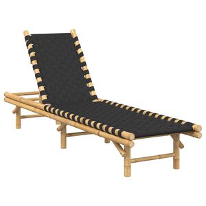 vidaXL Saulės gultas su juodu austu tinkleliu, 55x200x30cm, bambukas