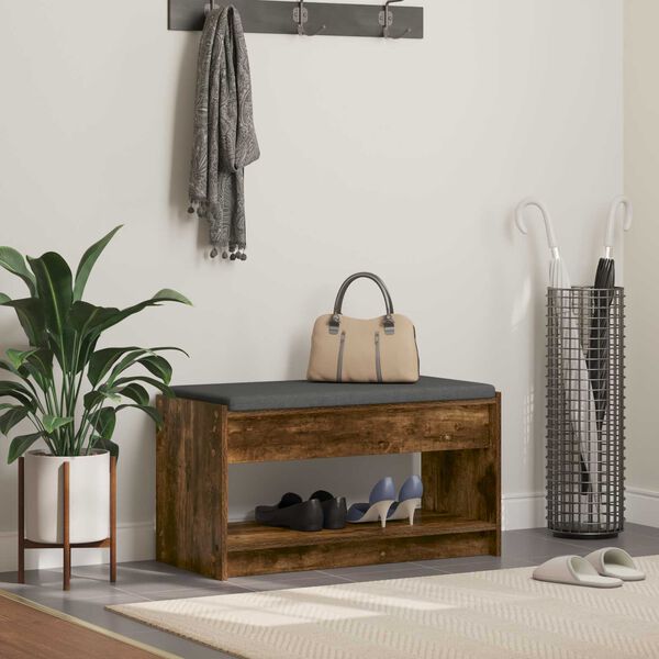 vidaXL Koridoriaus suolas su pagalve Rūkytas Ąžuolas 83 x 38 x 45 cm