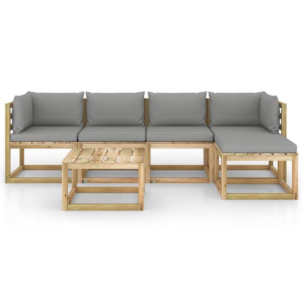 vidaXL Sodo komplektas su pagalvėlėmis, 6 dalių, impregnuota pu&scaron;is