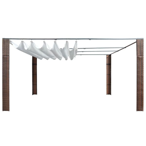 vidaXL Pavėsinė su stogu, rud. ir krem. sp., 400x400x200cm, polirat.