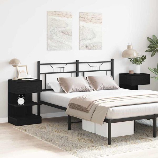 vidaXL Šalia lovos spintelė 2 pcs Juodas ąžuolas 40 x 35 x 65 cm