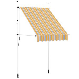 vidaXL Rankiniu būdu i&scaron;traukiama markizė, geltoni/mėlyni dryžiai, 150cm