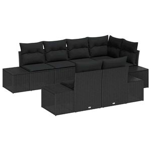 vidaXL Sodo Sofų Rinkinys su saugykla 7 pcs Juoda poliratanas