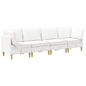 vidaXL Modulinė sofa su laikymo vieta 4 pcs Balta Audinys