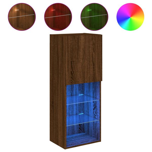 vidaXL TV spintelė su LED lemputėmis, ruda ąžuolo, 40,5x30x102cm