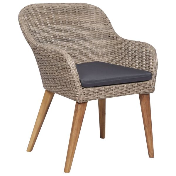 vidaXL Sodo valgomojo baldų komplektas, 5 dalių, rudos spalvos