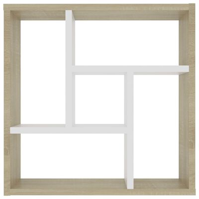 vidaXL Sieninė lentyna, baltos ir ąžuolo spalvos, 45,1x16x45,1cm, MDP