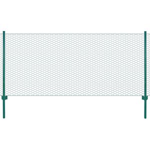vidaXL Tinklinė tvora i&scaron; vielos su stulpais, žalios sp., 25x1 m
