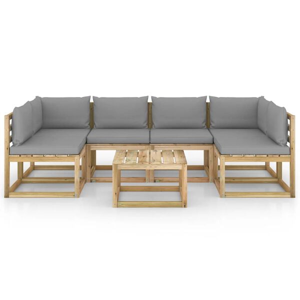 vidaXL Sodo komplektas su pagalvėlėmis, 7 dalių, impregnuota pu&scaron;is