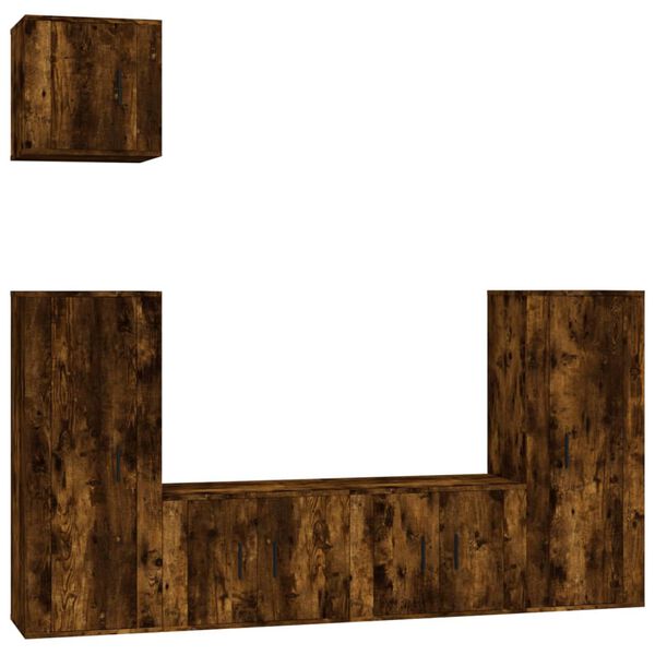 vidaXL TV spintelių komplektas, 5 dalių, dūminio ąžuolo, mediena