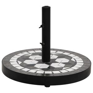 vidaXL Skėčio stovas, juodos ir baltos spalvos, apskritas, 12kg