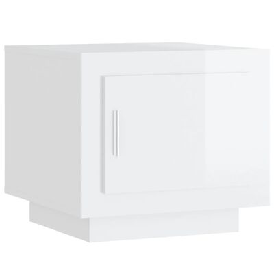 vidaXL Kavos staliukas, baltas, 51x50x45cm, apdirbta mediena, blizgus