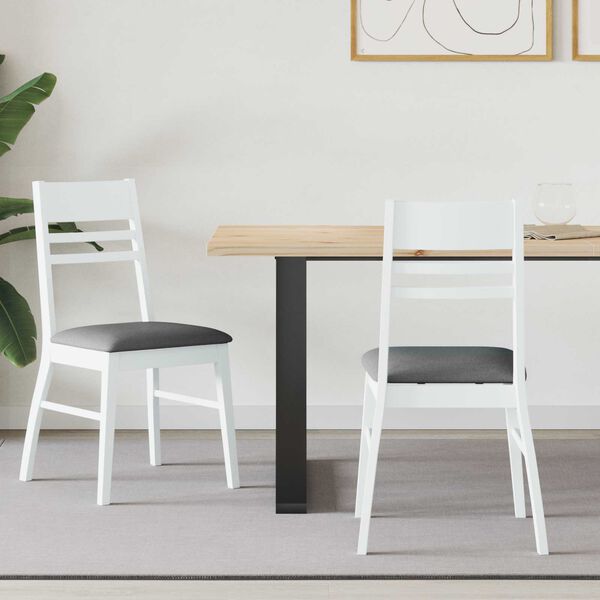 vidaXL Valgomojo kėdės 2 pcs Balta 43 x 54 x 89 cm Kietas gumos medis