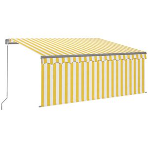 vidaXL Rankiniu būdu i&scaron;traukiama markizė, geltona ir balta, 3x2,5m