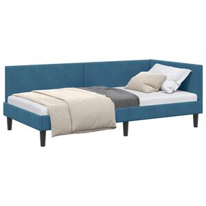 vidaXL Kampinė lovos konstrukcija Mėlyna 80 x 200 cm Aksomas