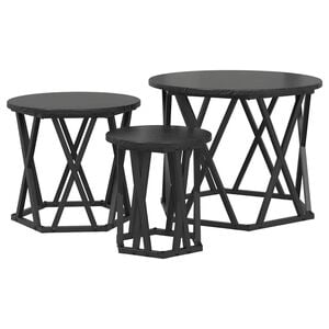 vidaXL Nesting &scaron;oninis stalas 3 vnt. Juodas ąžuolas 53 x 53 x 40 cm