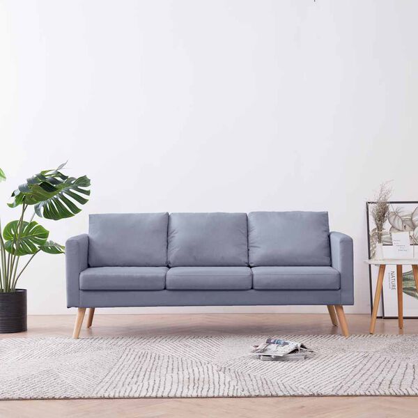 vidaXL Trivietė sofa, audinys, šviesiai pilka