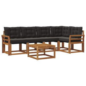 vidaXL Lauko sofos komplektas su pagalve 6 pcs Natūrali ir juoda