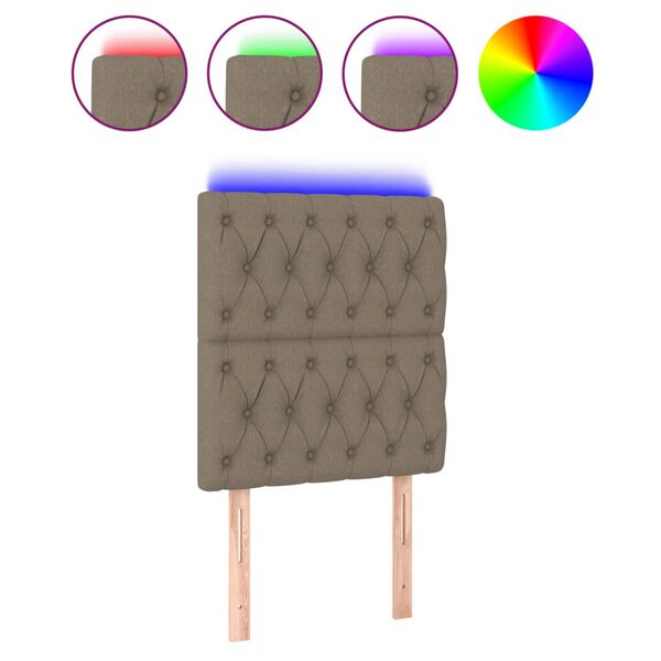 vidaXL Galvūgalis su LED, taupe spalvos, 80x7x118/128cm, audinys