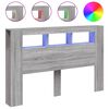 vidaXL LED galvūgalis, pilkas ąžuolo, 160x18,5x103,5cm, mediena