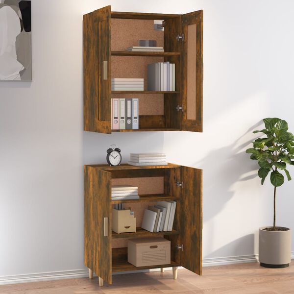 vidaXL Komoda, dūminio ąžuolo spalvos, 70x34x180cm, apdirbta mediena