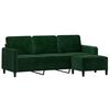 vidaXL Trivietė sofa su pakoja, tamsiai žalios spalvos, 180cm, aksomas