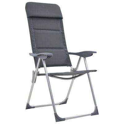vidaXL Kempingo kėdės, 2 vnt., pilkos, 58x69x111cm, aliuminis