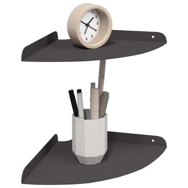 vidaXL Kampinė Plūduriuojanti Lentyna 2 pcs Juodas 24 x 24 x 2 cm