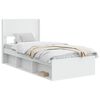 vidaXL Lovos rėmas su saugojimu ir nugara Balta 75 x 190 cm