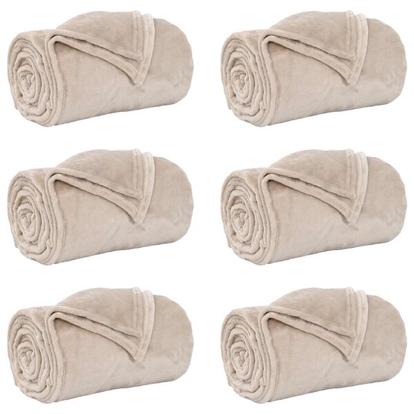 vidaXL Mesti antklodės 6 pcs Smėlio 130 x 150 cm Flysas