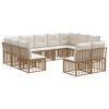 vidaXL Lauko sofos komplektas 11 pcs Natūralus ir grietinėlės baltas