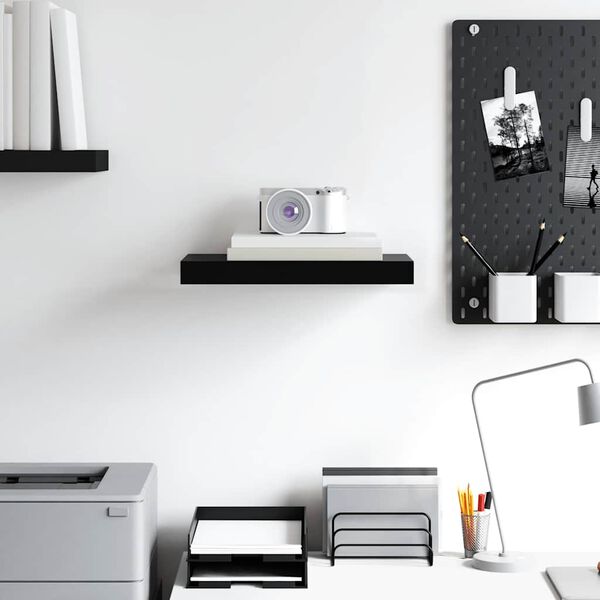 vidaXL Pakabinama sieninė lentyna, juodos spalvos, 40x23x3,8cm, MDF