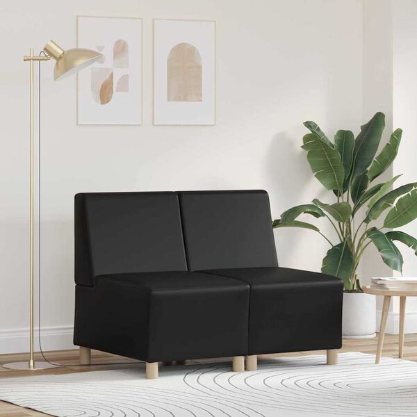 vidaXL Modulinis sofa vienetas be rankų 2 pcs Juoda 55 x 74 x 82 cm