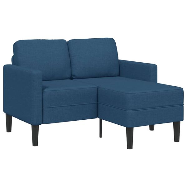 vidaXL 2-vietė sofa su L formos mėlynu 125 cm audiniu