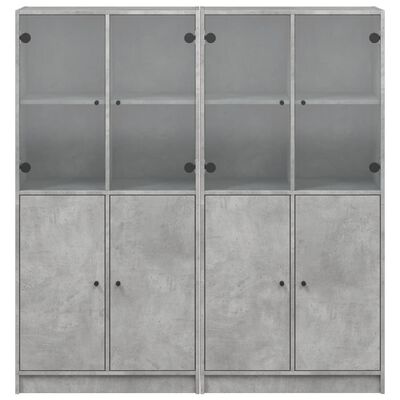 vidaXL Knygų spinta su durelėmis, betono pilka, 136x37x142cm, mediena