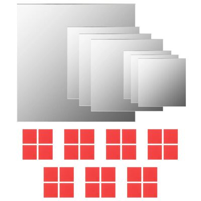vidaXL Sieninių veidrodžių rinkinys, 7 dalių, stiklas, kvadratiniai