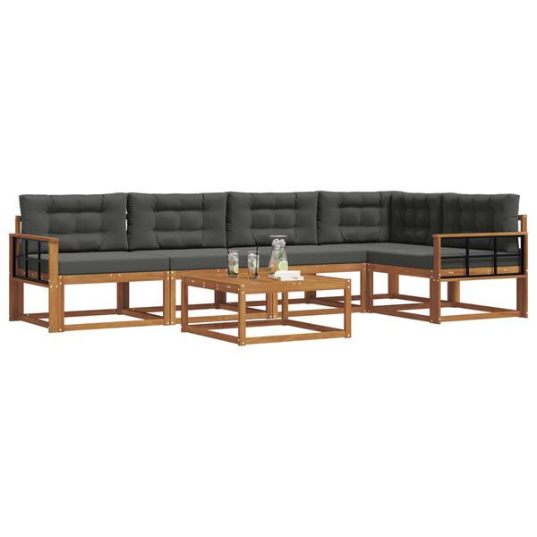 vidaXL Lauko sofos komplektas su pagalve 6 pcs Natūralus ir antracitas