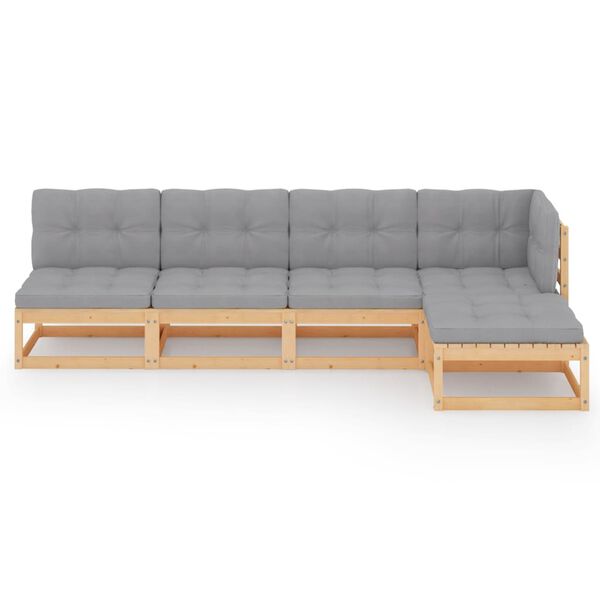 vidaXL Sodo komplektas su pagalvėlėmis, 5 dalių, pu&scaron;ies masyvas