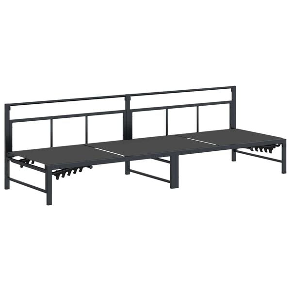 vidaXL Saulės gultas Juodas 200 x 62 x 59,5 cm Tekstilenas