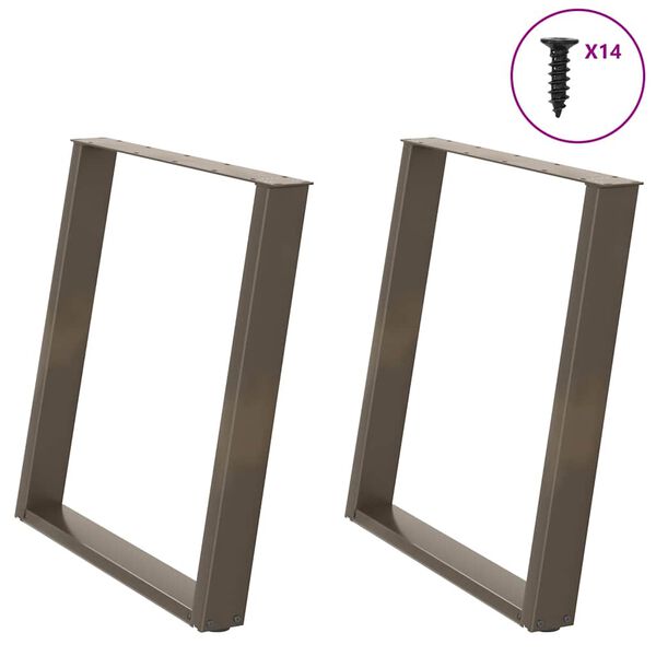 vidaXL Valgomojo stalo kojelės, U formos, 2 vnt., natūralus plienas, 70x(72-73) cm, plienas