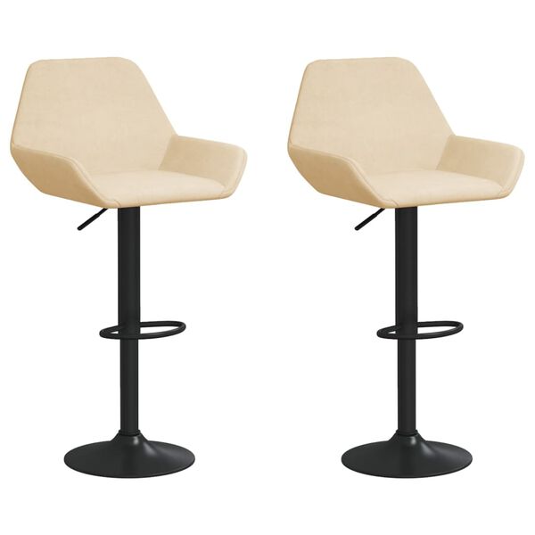 vidaXL Baro taburetės, 2vnt., kreminės spalvos, aksomas