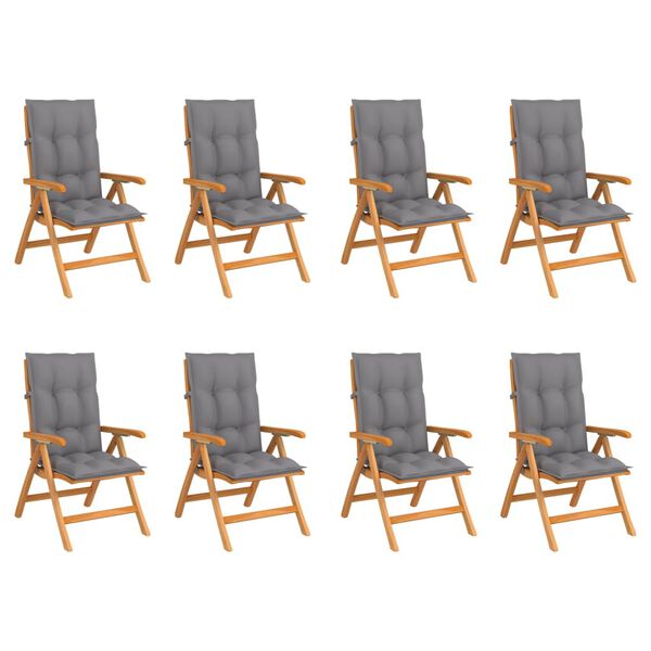 vidaXL Atlo&scaron;iamos sodo kėdės su pagalvėlėmis, 8vnt., tikmedžio masyvas