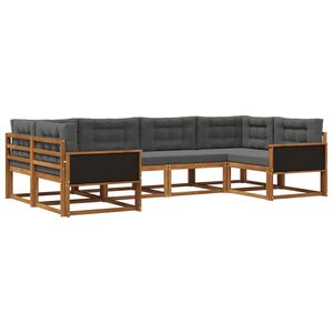 vidaXL Lauko sofos komplektas su pagalve 6 pcs Natūralus ir antracitas