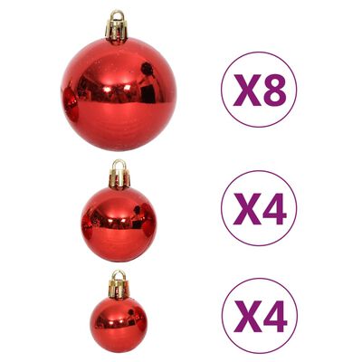 vidaXL Kalėdinių žaisliukų rinkinys, 64vnt., raudoni ir balti