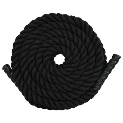 vidaXL Jėgos virvė, juodos spalvos, 15m, poliesteris